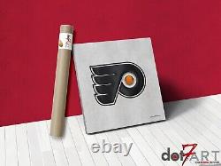 24X24 Philadelphia Flyers 3D Badge over White Leather Open Edition Print