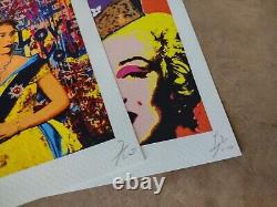 2x DEATH NYC ltd ed signed pop art print 45x32cm Marilyn Monroe Queen Elizabeth