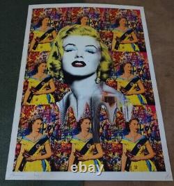2x DEATH NYC ltd ed signed pop art print 45x32cm Marilyn Monroe Queen Elizabeth