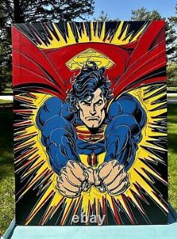(3) Steve Kaufman Original SuperMan BatMan Canvas Art Oil Paintings Signed/#'d