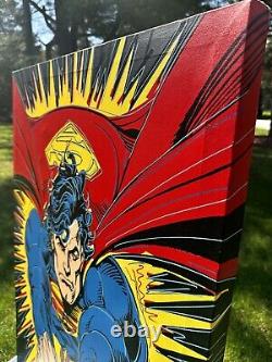 (3) Steve Kaufman Original SuperMan BatMan Canvas Art Oil Paintings Signed/#'d