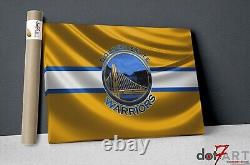 36X24 Golden State Warriors 3D Badge over Silk Flag Open Edition Print