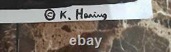 Américan Pop Art KEITH HARING Signed Oil Painting Cardboard / reverse Stamp