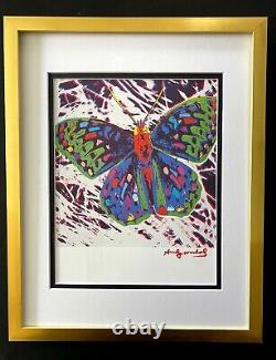 Andy Warhol + 1984 Signed Butterfly Pop Art Matted At 11x14