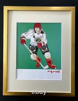Andy Warhol + 1984 Signed Hockey Player Pop Art Matted At 11x14