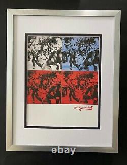 Andy Warhol + 1984 Signed Riot Scenes Pop Art Matted At 11x14