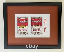Andy Warhol 1984 Signed + Soup Cans + Print Matted At 8x10 +list $349=