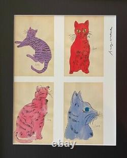 Andy Warhol Cats Signed Vintage Print In 11x14 Mat Frame Ready