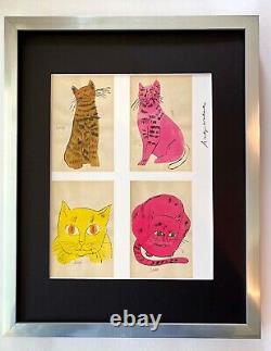 Andy Warhol Cats Signed Vintage Print Matted And Framed