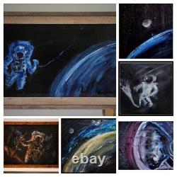 Astronaut Dissolved in Space Man Expressive Original Painting Pop Art Max Kravt