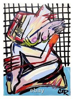Corbellic Cubism 12x16 Cross Figurative Woman Contemporary Canvas Pop Art Decor