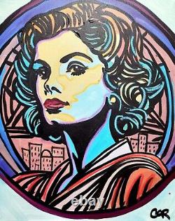 Corbellic Cubism 16x20 City Retro Woman Large Canvas Modern Pop Art Decor Nr