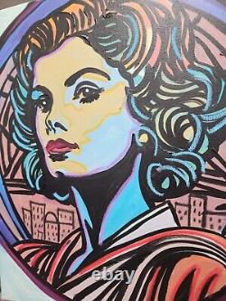 Corbellic Cubism 16x20 City Retro Woman Large Canvas Modern Pop Art Decor Nr