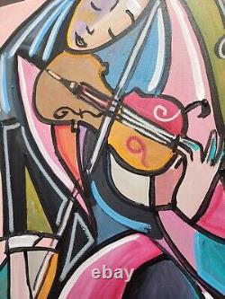 Corbellic Cubism 16x20 Violin Music Woman Large Canvas Museum Profile Pop Art
