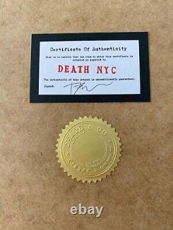 DEATH NYC Hand Signed LARGE Print COA Framd 16x20in Banksy Pop Art Murakami