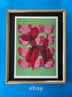 DEATH NYC Hand Signed LARGE Print COA Framed 16x20in Kaws Jeff Koons Dog Pop Art
