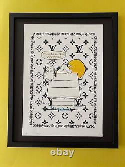 DEATH NYC Hand Signed LARGE Print Framed 16x20in COA POP ART SNOOPY PEANUTS LV N