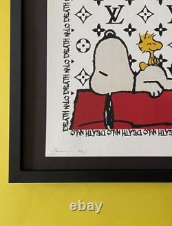 DEATH NYC Hand Signed LARGE Print Framed 16x20in COA POP ART SNOOPY PEANUTS LV N
