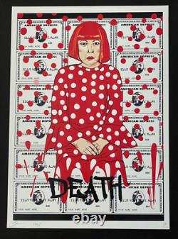 DEATH NYC Hand Signed LARGE Print Framed 16x20in COA POP ART YAYOI KUSAMA #
