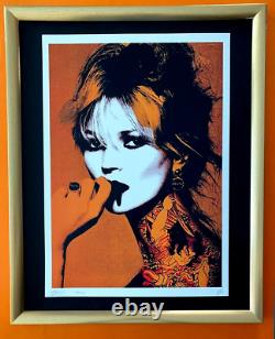 DEATH NYC Hand Signed LARGE Print Framed 16x20in KATE MOSS WITH TATTOOS POP ART