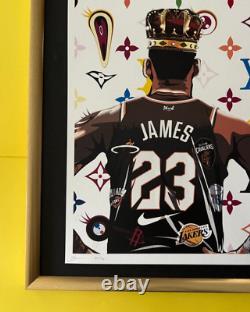 DEATH NYC Hand Signed LARGE Print Framed 16x20in LEBRON JAMES LAKERS Pop Art @