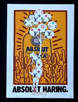 DEATH NYC Hand Signed LARGE Print Framed 16x20in POP ART BANKSY ABSOLUT HARING