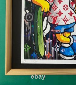 DEATH NYC Signed Large 16x20in Framed BART SIMPSON Graffiti Pop Art