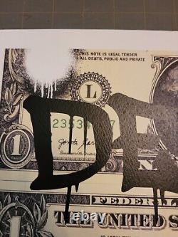 Death NYC 19x13 Signed Graffiti Pop Art. Banksy Girl Dollar Bill. 2020. AP