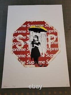 Death NYC 19x13 Signed Graffiti Pop Art. Banksy Girl Supreme Umbrella