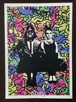 Death NYC Large Framed 16x20in Pop Art Hand Signed COA Darth Vader Keith Haring
