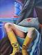 Eduardo Urculo-spanish Pop Artist-original Signed Acrylic-legs With Yellow Boots