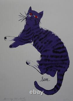 Fine Limited edition Pop Art Silkscreen, Cat, signed Andy Warhol