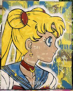 Golden Karats original painting / Sailor Moon art banksy Pop Alec M warhol kaws
