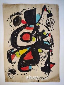 Joan Miro Signed and Stamped Vintage Art Drawing Old Paper Handcarved 7