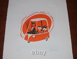Josh Agle SHAG Christmas Krampus Wagon 2004 Etching Art Print S/# 100 Serigraph