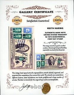 KEITH HARING Authentic United States Treasury $2 Bill Hand Signed Signature