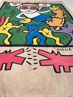 KEITH HARING Drawing on paper (Handmade) signed and stamped vtg art