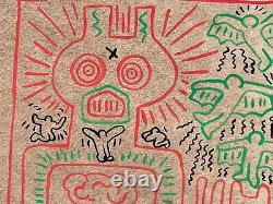 Keith Haring painting on paper signed & stamped Vintage Art