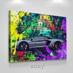 Lamborghini Canvas Print Office Decor Pop Art Luxury Car Money Motivation Sign