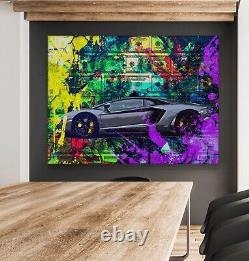 Lamborghini Canvas Print Office Decor Pop Art Luxury Car Money Motivation Sign