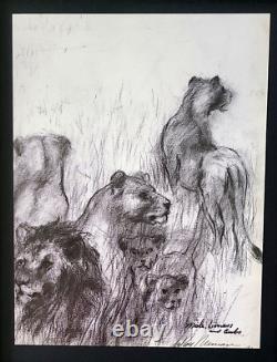 LeRoy Neiman 1994 Signed Pop Art Print Africa Safari Mounted and Framed