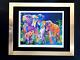 Leroy Neiman Elephants Signed Pop Art Mounted And Framed In New 11x14