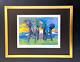 Leroy Neiman Elephants Signed Pop Art Mounted And Framed In A New 11x14