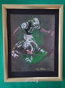 LeRoy Neiman NY JETS Signed Pop Art Mounted and Framed New 16x12 W