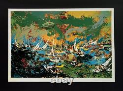 LeRoy Neiman SAILING Signed Pop Art Mounted and Framed in New 11x14