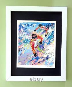 LeRoy Neiman SKIING Signed Pop Art Mounted and Framed in New 11x14