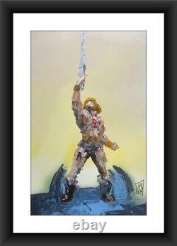 ORIGINAL Abstract He-Man MOTU Raising Sword Comic Pop Art Painting 11x17