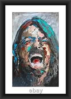 Original Dave Grohl Foo Fighters Scream Palette Knife Portrait Painting Wall Art