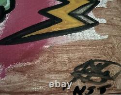 Original Pop Art Painting, Graffiti, Signed By NST, WithCOA, 18X18, Fantasy, Abstract