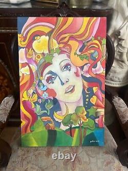 PETER MAX Amazing Oil Canvas Painting Pop Art Style Signed -A1 Stamped